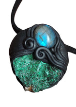 Load image into Gallery viewer, Heart of the Shaman Necklace | Raw Malachite Labradorite Pendant | Shamanic Tools Jewelry
