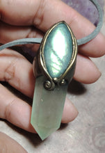 Load image into Gallery viewer, Green Wizard. Fluorite Necklace Pendant |  Labradorite Witchy Jewerly
