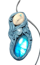 Load image into Gallery viewer, Selene, Triple Moon Goddess Necklace | Moonstone &amp; Labradorite | Witchy, Wiccan Jewelry
