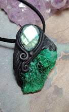 Load image into Gallery viewer, Heart of the Shaman Necklace | Raw Malachite Labradorite Pendant | Shamanic Tools Jewelry
