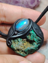 Load image into Gallery viewer, Heart of the Shaman Necklace | Raw Malachite Labradorite Pendant | Shamanic Tools Jewelry
