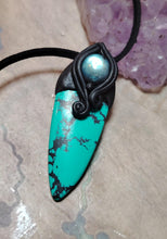 Load image into Gallery viewer, Warrior, Men's Turquoise Necklace Pendant | Divine Masculine Jewelry | Native American Shaman Crystal Tools
