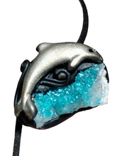 Load image into Gallery viewer, Dolphin Spirit Animal Necklace | Angel Aqua Aura Quartz | Sirius Starseed Jewelry
