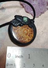 Load image into Gallery viewer, Golden Ratio. Sacred Geometry Art Jewelry | Ammonite &amp; Turquoise Pendant | Fibonacci Sequence Necklace with Healing Crystals
