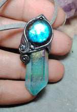 Load image into Gallery viewer, PREORDER Indigo Starseed Necklace | Aqua Aura Quartz Crystal &amp; Blue Labradorite  Pendant | Soul Awakening Jewelry
