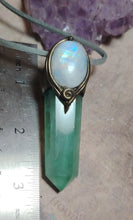 Load image into Gallery viewer, Forest Goddess Necklace | Green Fluorite and Moonstone Pendant. Witch Jewelry
