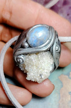 Load image into Gallery viewer, Guardian Angel Necklace | Angel Aura Quartz &amp; Rainbow Moonstone |  Angelic Archangelic Healing Protection Jewelry
