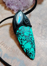 Load image into Gallery viewer, Warrior, Men's Turquoise Necklace Pendant | Divine Masculine Jewelry | Native American Shaman Crystal Tools
