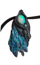 Load image into Gallery viewer, Dragons Breath, Mexican Fire Opal and Aura Kyanite Necklace. Mythical Jewelry
