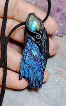 Load image into Gallery viewer, Midnight, Aura Blue Kyanite Pendant | Labradorite Specimen Crystal Jewelry
