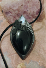 Load image into Gallery viewer, Morrigan, Raven Witchy Necklace | Crow Obsidian Pendant | Esoteric Jewelry
