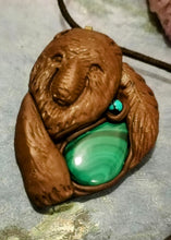 Load image into Gallery viewer, Courage, Bear Spirit Animal Necklace | Malachite and Turquoise |  Strength Jewelry
