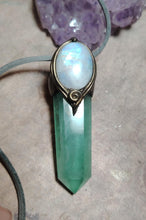 Load image into Gallery viewer, Forest Goddess Necklace | Green Fluorite and Moonstone Pendant. Witch Jewelry
