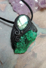 Load image into Gallery viewer, Heart of the Shaman Necklace | Raw Malachite Labradorite Pendant | Shamanic Tools Jewelry
