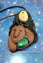 Load image into Gallery viewer, Bear Goddess Spirit Animal Necklace | Malachite Pendant | Courage and Strength Totem Jewelry
