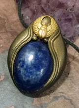 Load image into Gallery viewer, Egyptian Winged Scarab Necklace | Egypt Magic Symbol Pendant | Lapis Lazuli Jewelry
