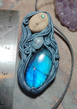 Load image into Gallery viewer, Selene, Triple Moon Goddess Necklace | Moonstone &amp; Labradorite | Witchy, Wiccan Jewelry
