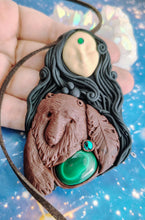 Load image into Gallery viewer, Bear Goddess Spirit Animal Necklace | Malachite Pendant | Courage and Strength Totem Jewelry
