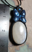 Load image into Gallery viewer, Blue Morpho Butterfly Necklace|  Moonstone Crystal  Pendant | Spirit Animal Shamanic Jewelry
