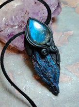 Load image into Gallery viewer, Midnight, Aura Blue Kyanite Pendant | Labradorite Specimen Crystal Jewelry
