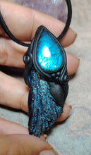 Load image into Gallery viewer, PREORDER Andromedan Starseed Necklace | Aura Blue Kyanite Crystal Pendant | Galaxy Cosmic Origins Jewelry (Copy)
