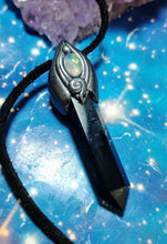 Load image into Gallery viewer, Shield, Psychic Protection Pendant Necklace | Fire Opal and Black Obsidian Jewelry
