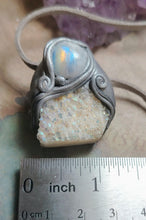 Load image into Gallery viewer, Guardian Angel Necklace | Angel Aura Quartz &amp; Rainbow Moonstone |  Angelic Archangelic Healing Protection Jewelry
