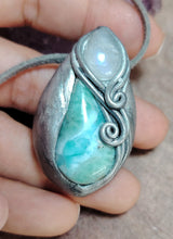 Load image into Gallery viewer, Sea Witch, Larimar Mermaid Necklace Pendant. Mermaidcore Jewelry
