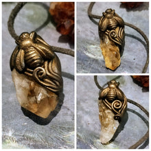 Load image into Gallery viewer, Gold Honey Bee Crystal Necklace | Citrine or Labradorite Stone | Queen, Bumble Bee Lovers Gifts
