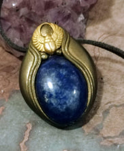 Load image into Gallery viewer, Egyptian Winged Scarab Necklace | Egypt Magic Symbol Pendant | Lapis Lazuli Jewelry

