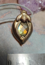 Load image into Gallery viewer, Gold Honey Bee Crystal Necklace | Citrine or Labradorite Stone | Queen, Bumble Bee Lovers Gifts
