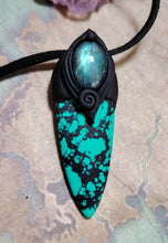 Load image into Gallery viewer, Warrior, Men's Turquoise Necklace Pendant | Divine Masculine Jewelry | Native American Shaman Crystal Tools
