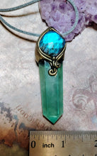 Load image into Gallery viewer, Green Wizard. Fluorite Necklace Pendant |  Labradorite Witchy Jewerly
