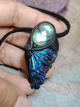 Load image into Gallery viewer, Midnight, Aura Blue Kyanite Pendant | Labradorite Specimen Crystal Jewelry
