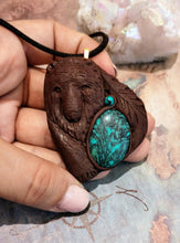 Load image into Gallery viewer, Courage, Bear Spirit Animal Necklace | Malachite and Turquoise |  Strength Jewelry
