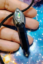 Load image into Gallery viewer, Shield, Psychic Protection Pendant Necklace | Fire Opal and Black Obsidian Jewelry
