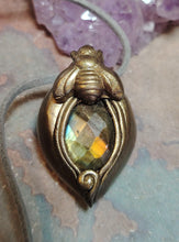 Load image into Gallery viewer, Gold Honey Bee Crystal Necklace | Citrine or Labradorite Stone | Queen, Bumble Bee Lovers Gifts
