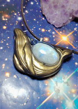 Load image into Gallery viewer, Whale Spirit Animal Art Necklace | Moonstone &amp; Labradorite | Coastal Jewelry Gift
