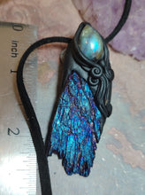 Load image into Gallery viewer, Midnight, Aura Blue Kyanite Pendant | Labradorite Specimen Crystal Jewelry
