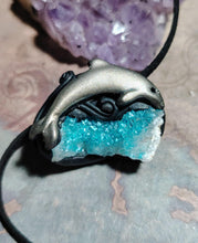 Load image into Gallery viewer, Dolphin Spirit Animal Necklace | Angel Aqua Aura Quartz | Sirius Starseed Jewelry
