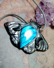 Load image into Gallery viewer, Luna Moth Necklace | Moon Phases Insect Pendant | Wiccan, Occult, Witchy Jewelry
