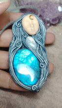 Load image into Gallery viewer, Selene, Triple Moon Goddess Necklace | Moonstone &amp; Labradorite | Witchy, Wiccan Jewelry
