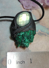 Load image into Gallery viewer, Heart of the Shaman Necklace | Raw Malachite Labradorite Pendant | Shamanic Tools Jewelry
