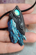 Load image into Gallery viewer, Dragons Breath, Mexican Fire Opal and Aura Kyanite Necklace. Mythical Jewelry
