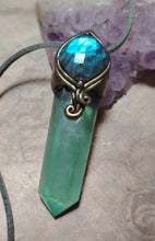 Load image into Gallery viewer, Green Wizard. Fluorite Necklace Pendant |  Labradorite Witchy Jewerly
