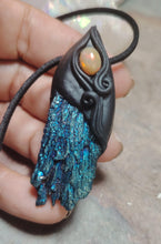 Load image into Gallery viewer, Dragons Breath, Mexican Fire Opal and Aura Kyanite Necklace. Mythical Jewelry
