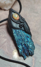 Load image into Gallery viewer, Dragons Breath, Mexican Fire Opal and Aura Kyanite Necklace. Mythical Jewelry
