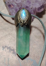 Load image into Gallery viewer, Forest Goddess Necklace | Green Fluorite and Moonstone Pendant. Witch Jewelry
