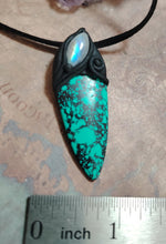 Load image into Gallery viewer, Warrior, Men's Turquoise Necklace Pendant | Divine Masculine Jewelry | Native American Shaman Crystal Tools
