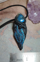 Load image into Gallery viewer, Midnight, Aura Blue Kyanite Pendant | Labradorite Specimen Crystal Jewelry
